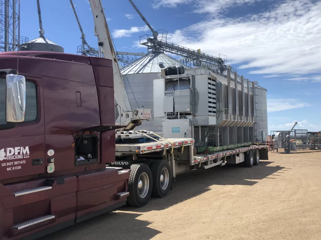 Specialized oversized cargo transported on a flatbed trailer
